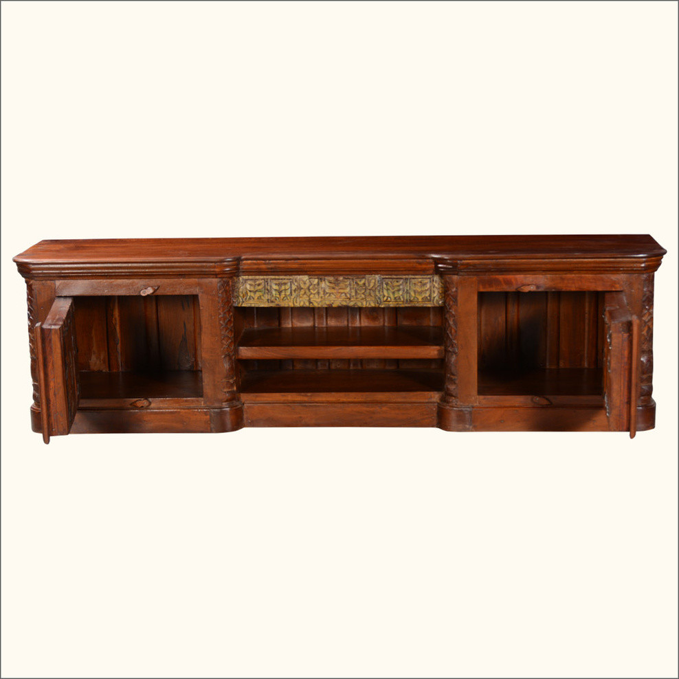 Fusion Gothic Mango  ampReclaimed Wood TV Console Media Cabinet   Traditional   Entertainment Centers And Tv Stands   by Sierra Living Concepts Inc  Houzz