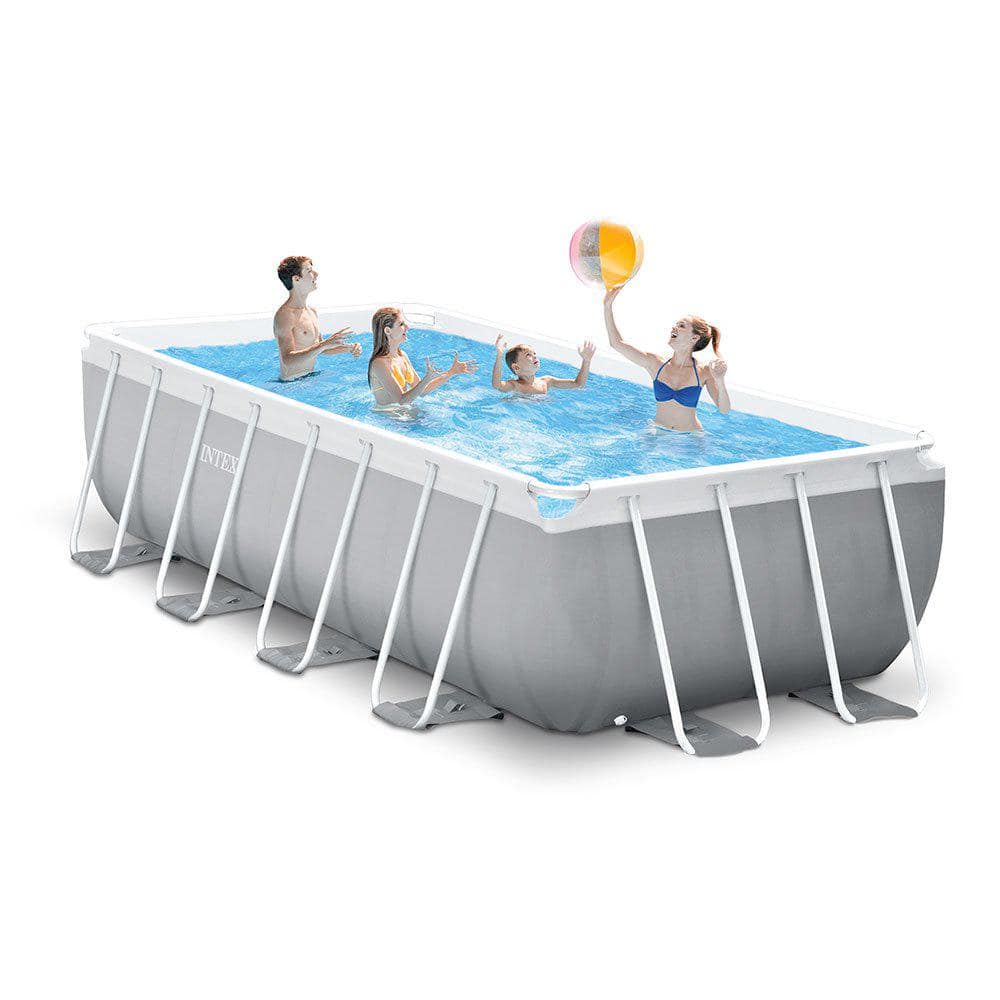 Intex 16 ft. x 8 ft. x 42 in. D Rectangular Metal Frame Above Ground Pool 26791EH