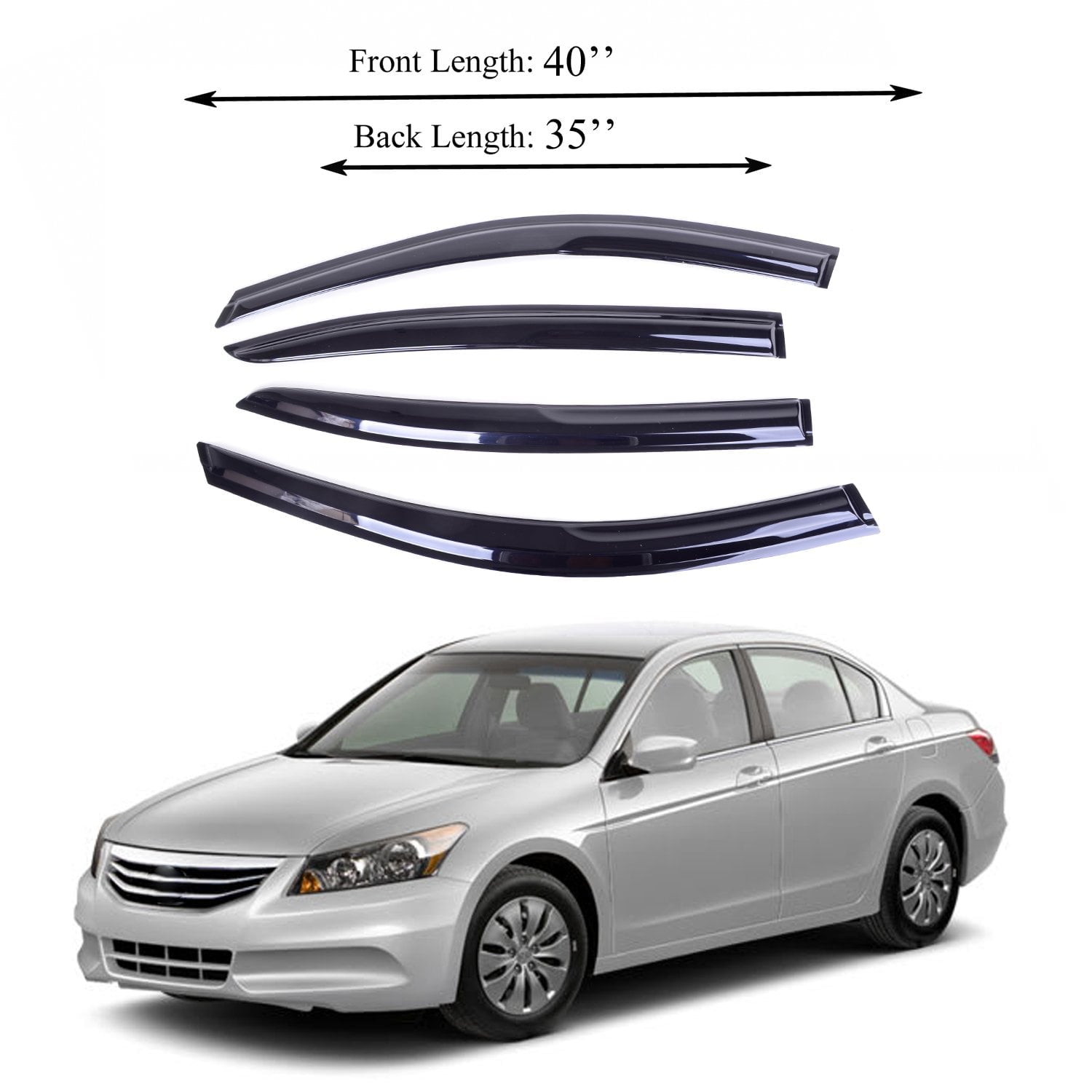 Fits Honda Accord 08-12 Acrylic Window Visor Sun Rain Deflector Guard