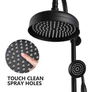 YASINU 2-Spray 8 in. Round Rain Shower Head with Hand Shower in Matte Black (Valve Not Included) YNAE107-MB