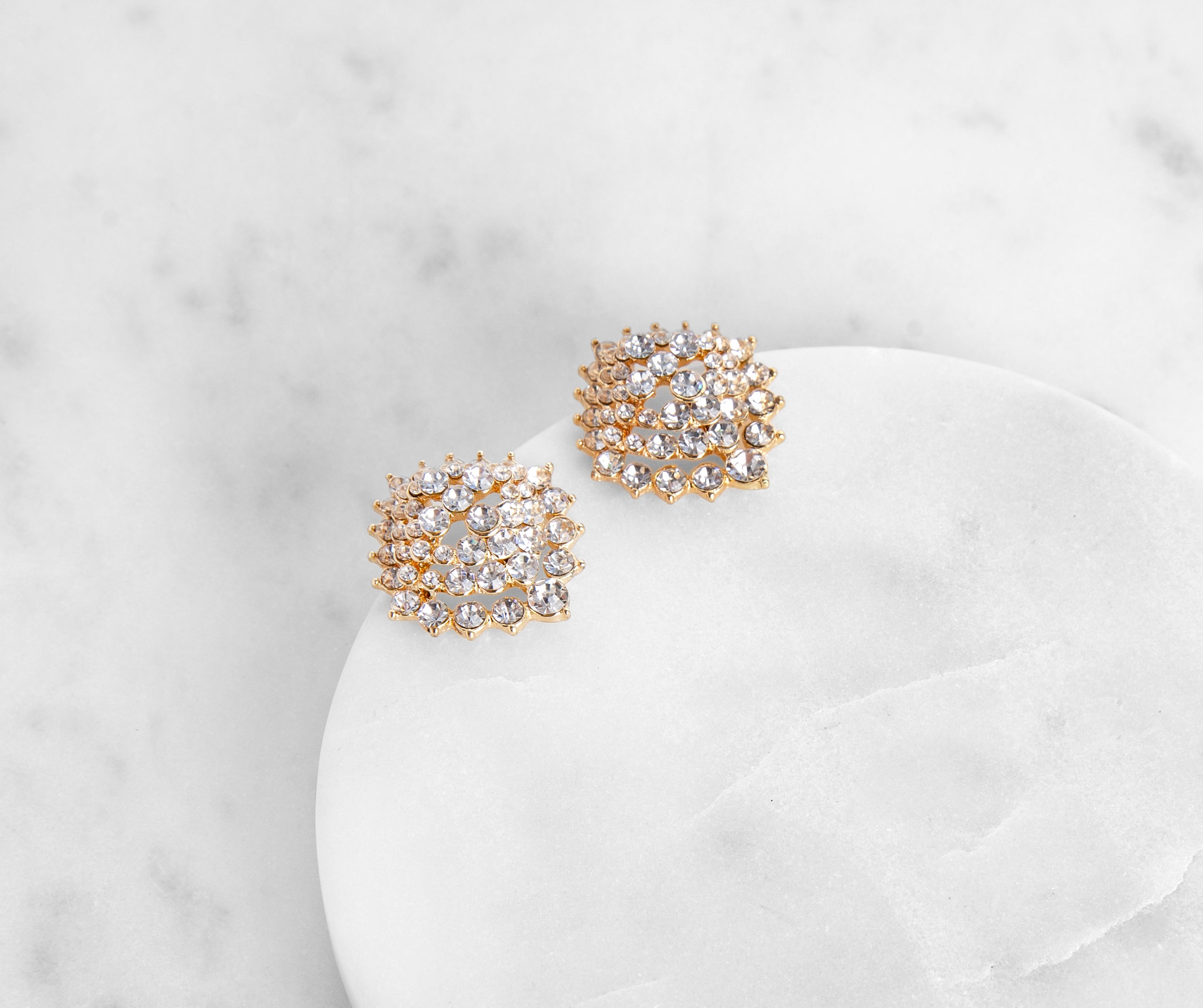 Cubic Zirconia Floral Cluster Earrings