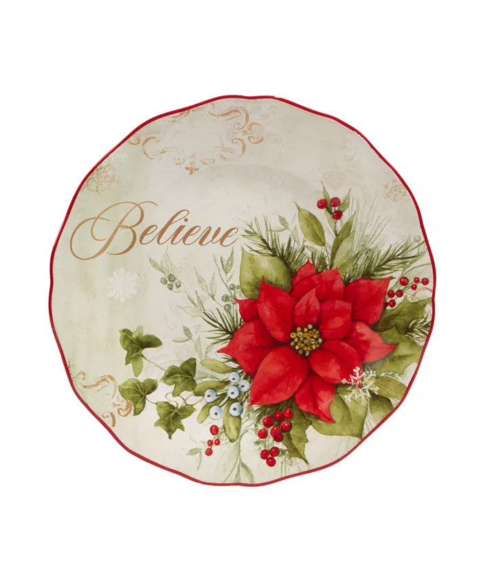 Certified International Winter's Medley 4 Piece Dessert Plate Set