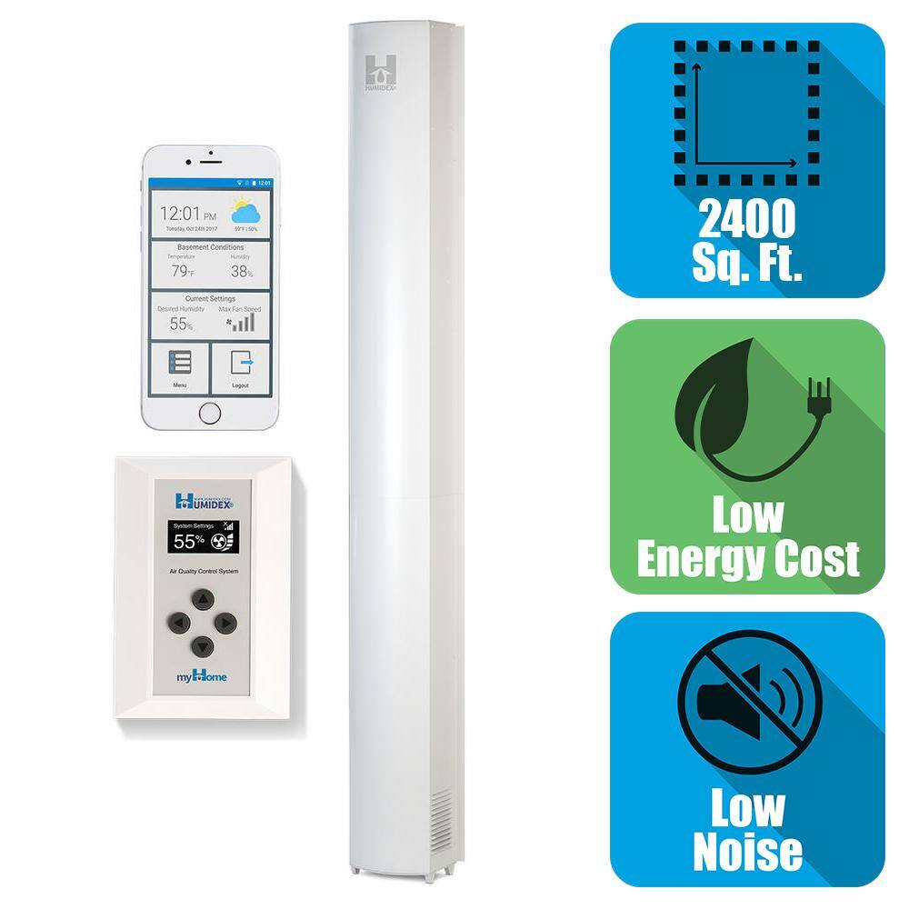 Humidex Smart Whole House Basement Energy Efficient Digital Ventilation SystemDehumidifier for 2400 sq. ft. HCS-BMH-HDEX