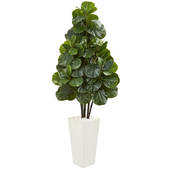 68 Fiddle Leaf Fig Artificial Tree in White Tower Planter