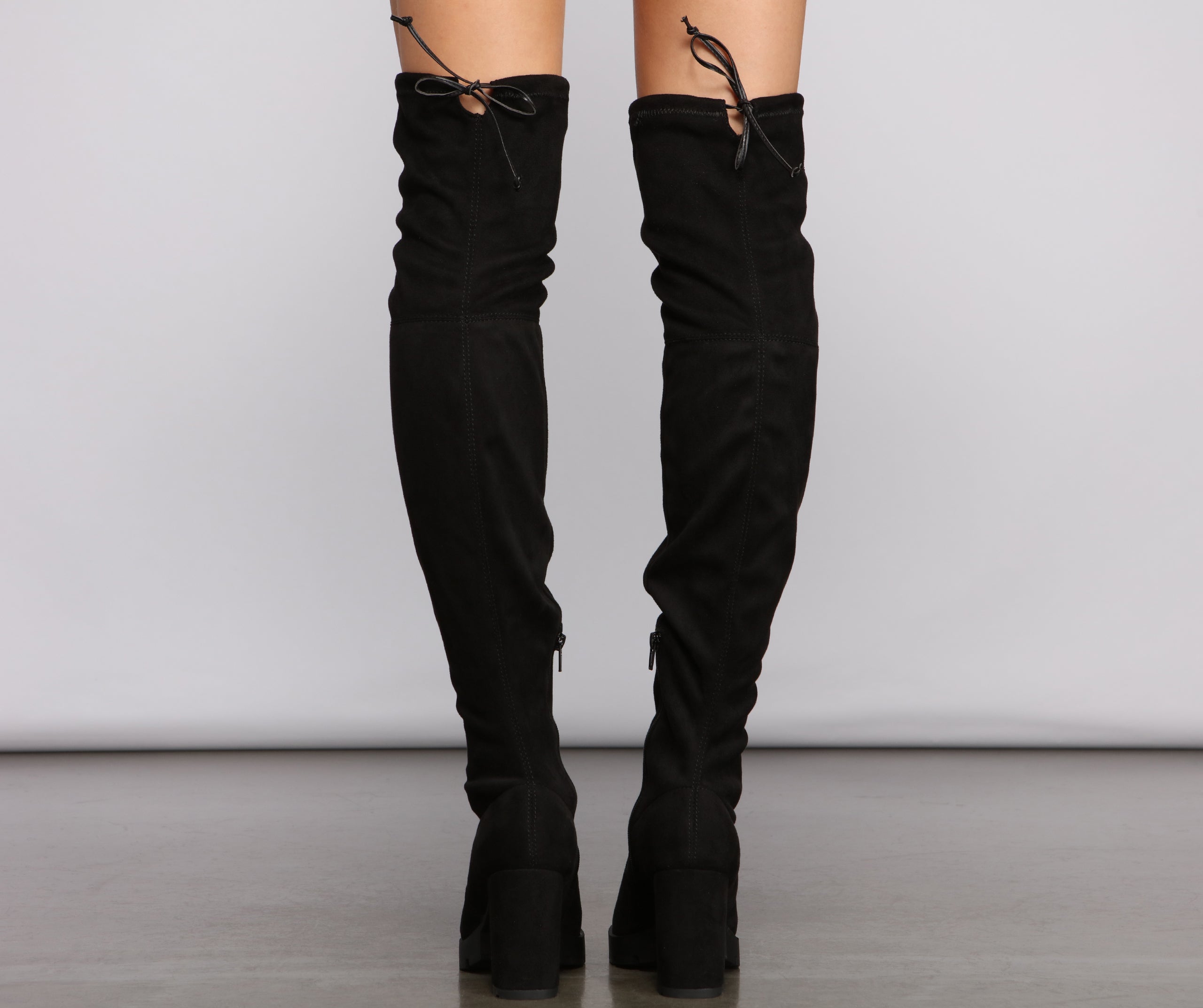 Faux Suede Over The Knee Lug Sole Boots