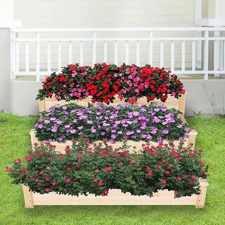 Anvil 47 in. L x 47 in. W x 21 in. H Wooden Planter Box 3 Tier Raised Garden Bed Kit Elevated Garden Beds C-D0102HPSHZW