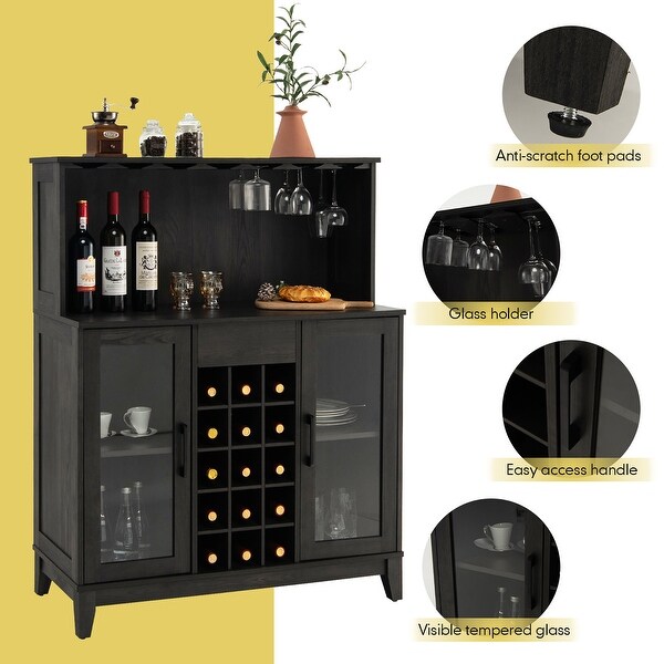 2-Door Buffet Bar Cabinet Kitchen Storage Sideboard Wine Rack