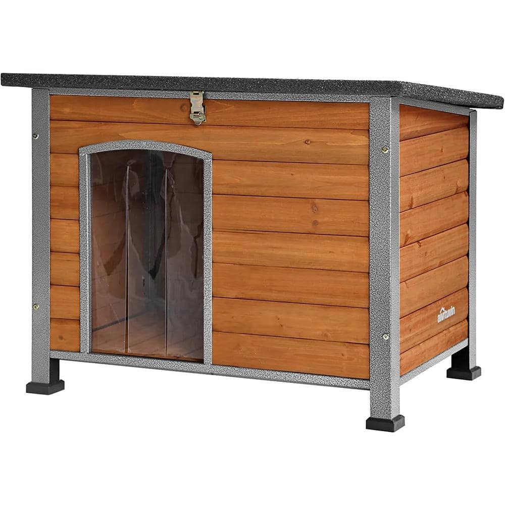 aivituvin Wooden Heavy-Duty Dog Crates House with Strong Iron Frame, Medium Size, Brown AIR74