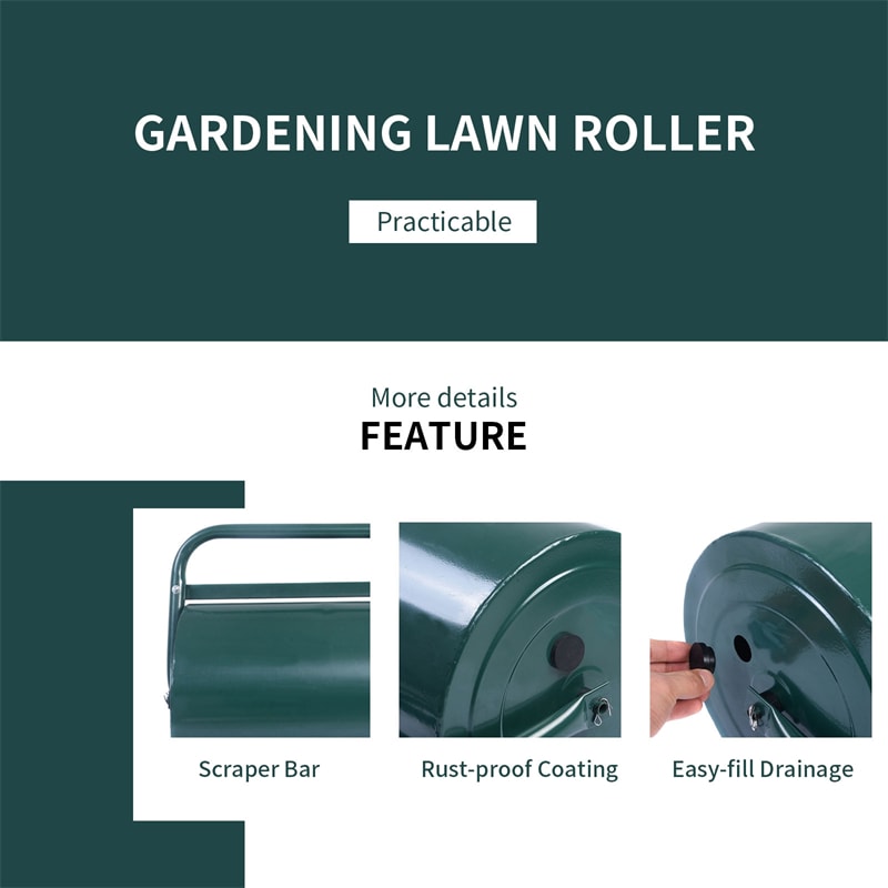 17 Gallon/63 L Garden Lawn Roller Filled Water Sand 36