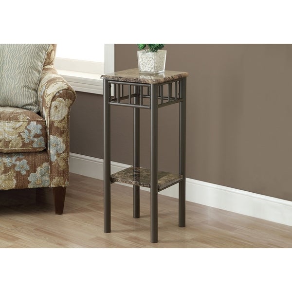 Accent Table， Side， End， Plant Stand， Square， Living Room， Bedroom， Metal， Laminate， Marble Look， Transitional