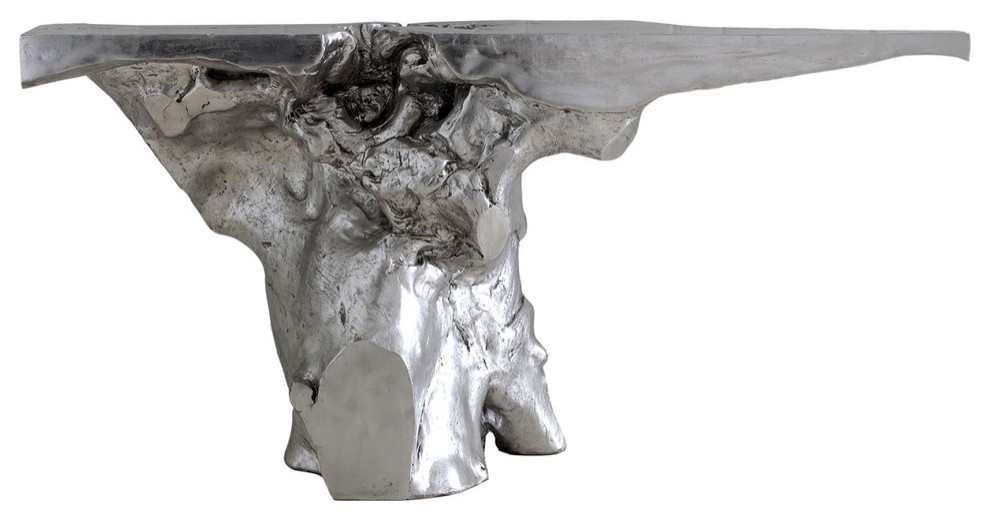 Crown Console  Silver Leaf   Contemporary   Console Tables   by HedgeApple  Houzz