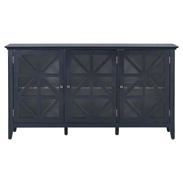 Black 3-Doors Entryway Console Table with Adjustable Shelves