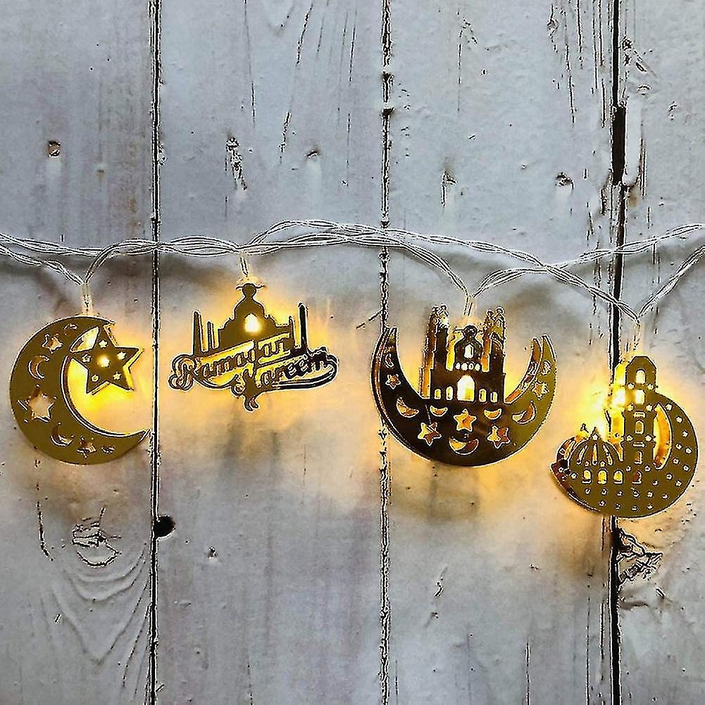 10 Led Gold Ramadan Decorations Eid Decor Star Moon Lantern Ramadan Lights Battery Operated， Ramadan