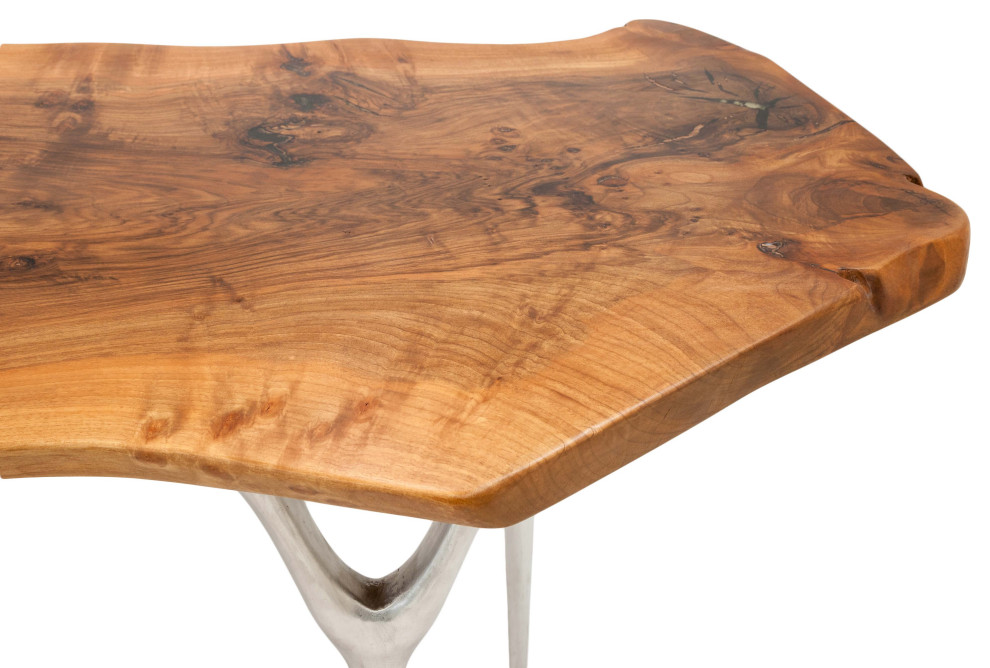 Walnut Slab Table with Cast Aluminium Legs 74 quotx37 quotx30 quot  Contemporary   Coffee Tables   by Kilim Area Rugs  Houzz