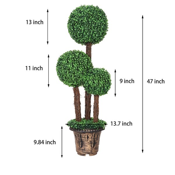 Artificial Topiary Triple Ball Tree Garden Decor