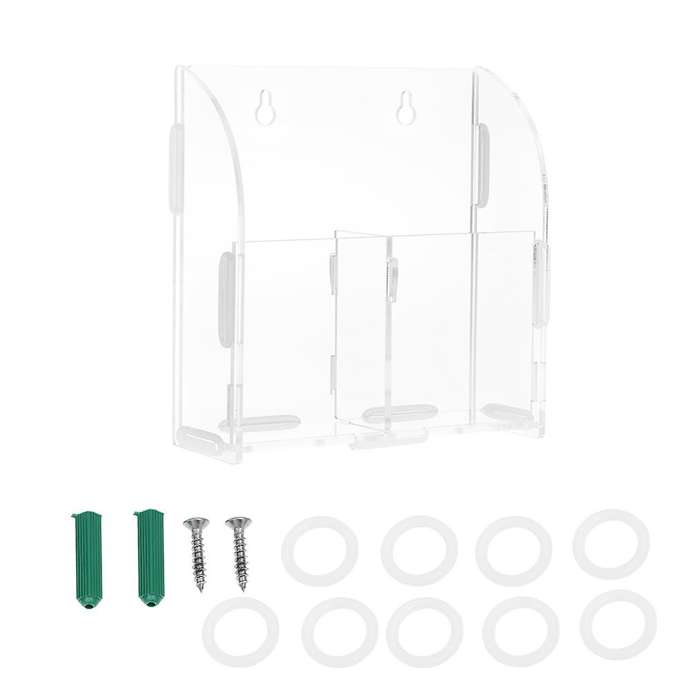 1 Acrylic Remote Control Storage Box 9 Rubber Rings Clear