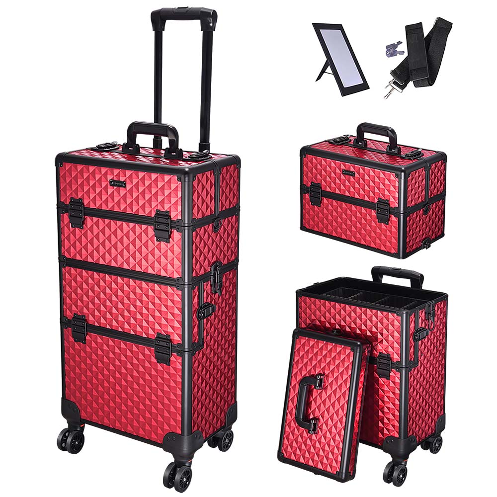 Byootique 2in1 Rolling Makeup Artist Case Lockable 4-Wheel