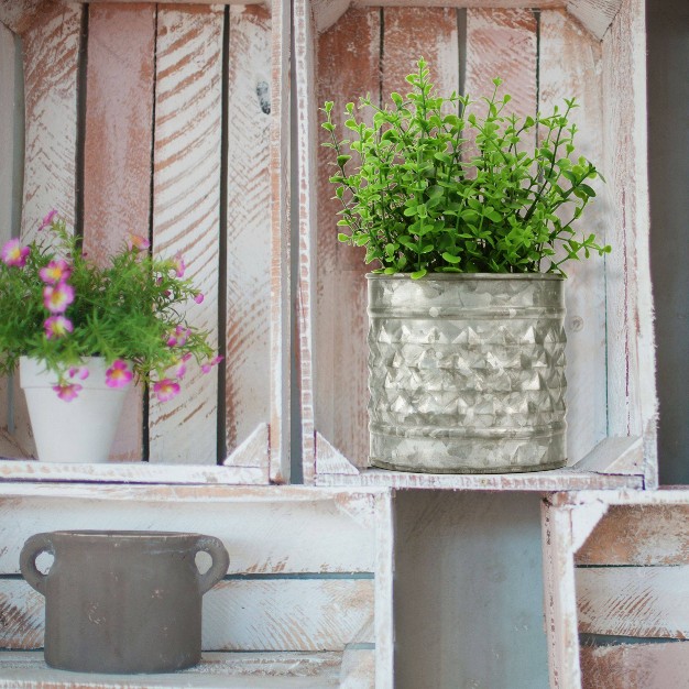 Antique Textured Galvanized Metal Container Gray Stonebriar Collection