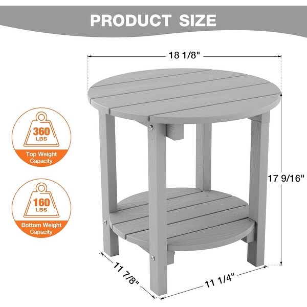 WINSOON All Weather HIPS Outdoor Side Table，Round Table