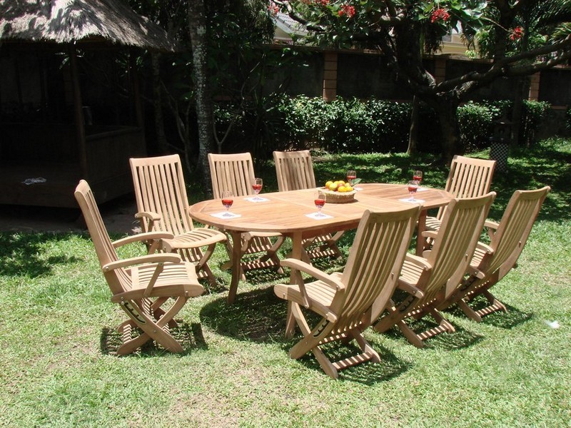 9 Piece Outdoor Teak Dining Set  94 quotExtension Oval Table  8 Warwick Arm Chairs   Contemporary   Outdoor Dining Sets   by Teak Deals  Houzz