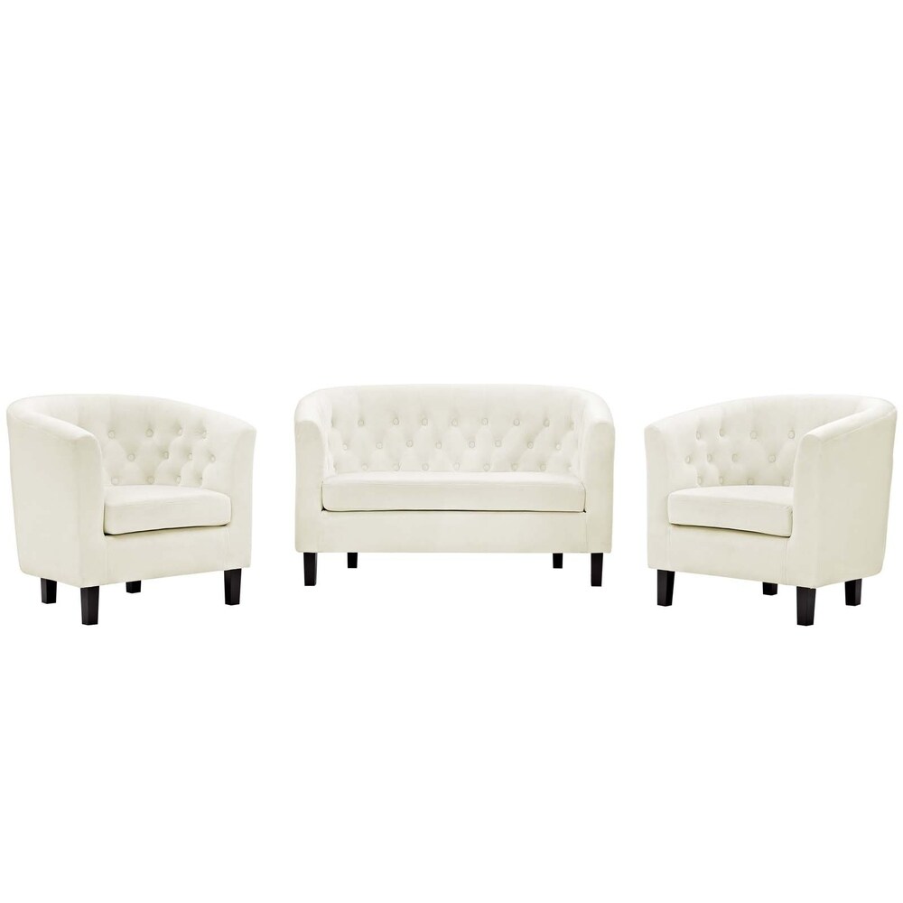 Prospect 3 Piece Velvet Loveseat and Armchair Set