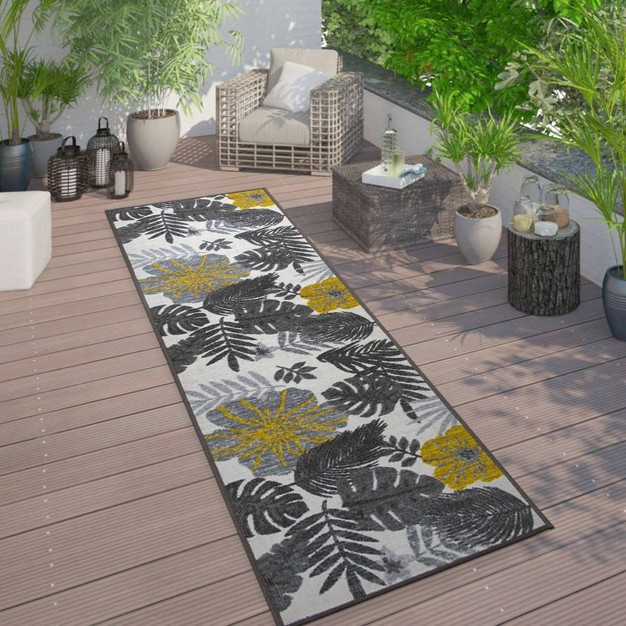 World Rug Gallery Tropical Floral Leaves Indoor outdoor Area Rug