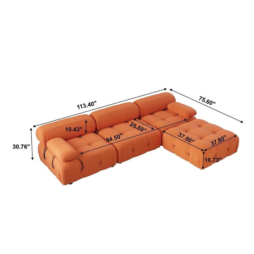 L shape Teddy Sectional Sofa Soft Couch