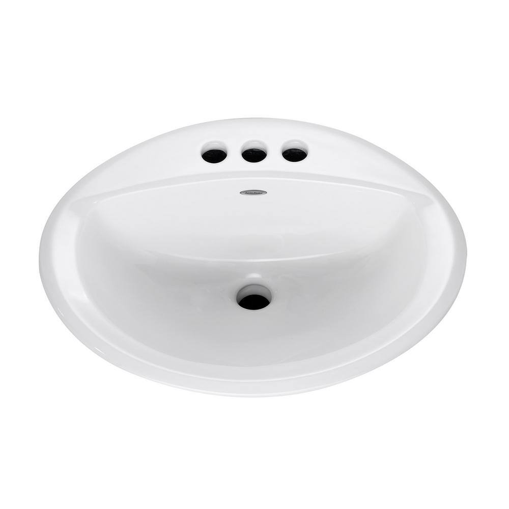 American Standard Aqualyn Less Overflow Countertop Bathroom Sink with 4 in. Faucet Holes in White 0476928.020