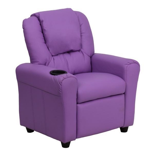 Flash Furniture Contemporary Lavender Vinyl Kids Recliner with Cup Holder and Headrest [DG-ULT-KID-LAV-GG]