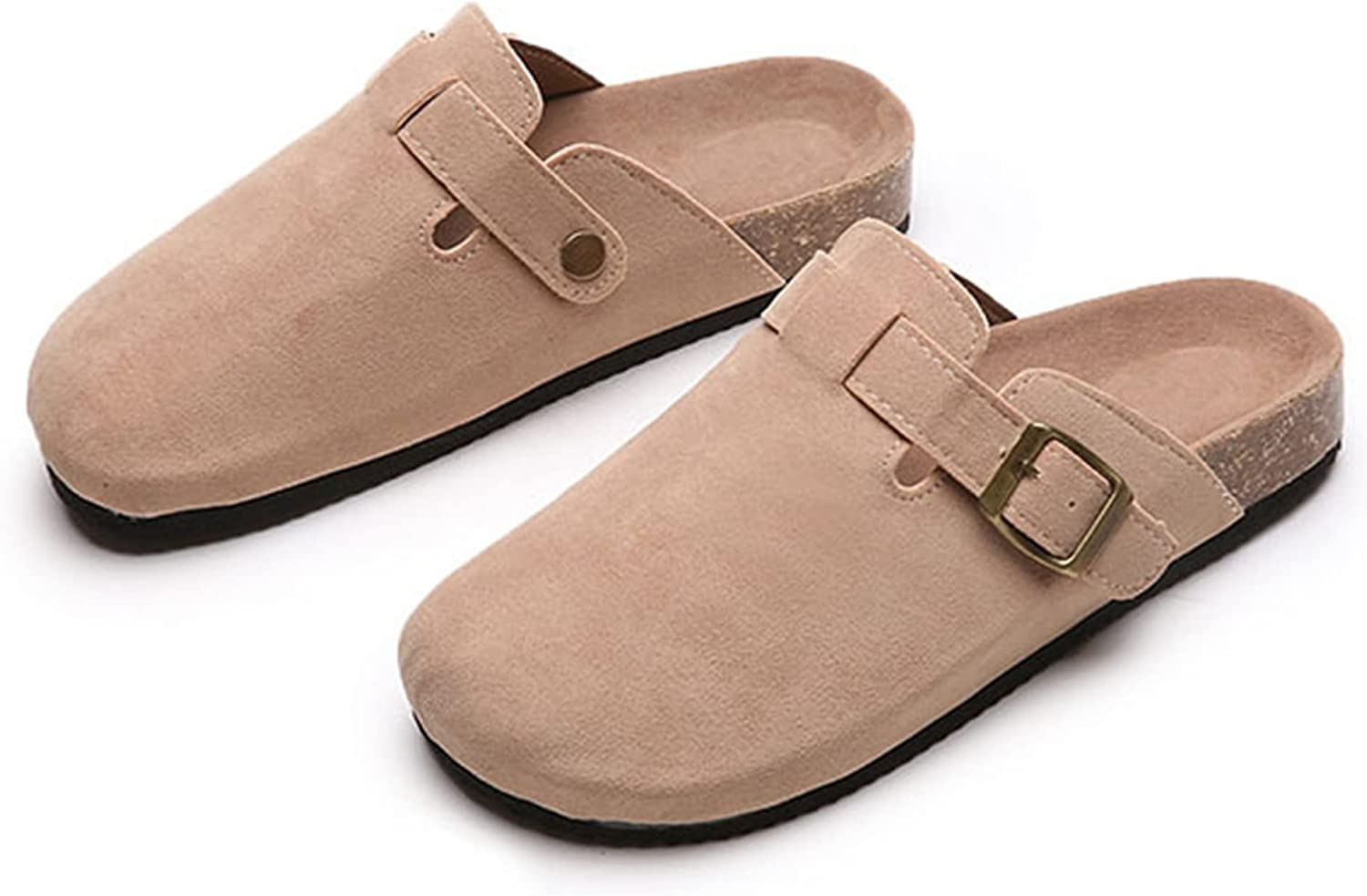 Boston Clogs for Women Suede Clog for Men Dupes Cork Mules Soft Classic Leather Shoes Anti-Slip Sole