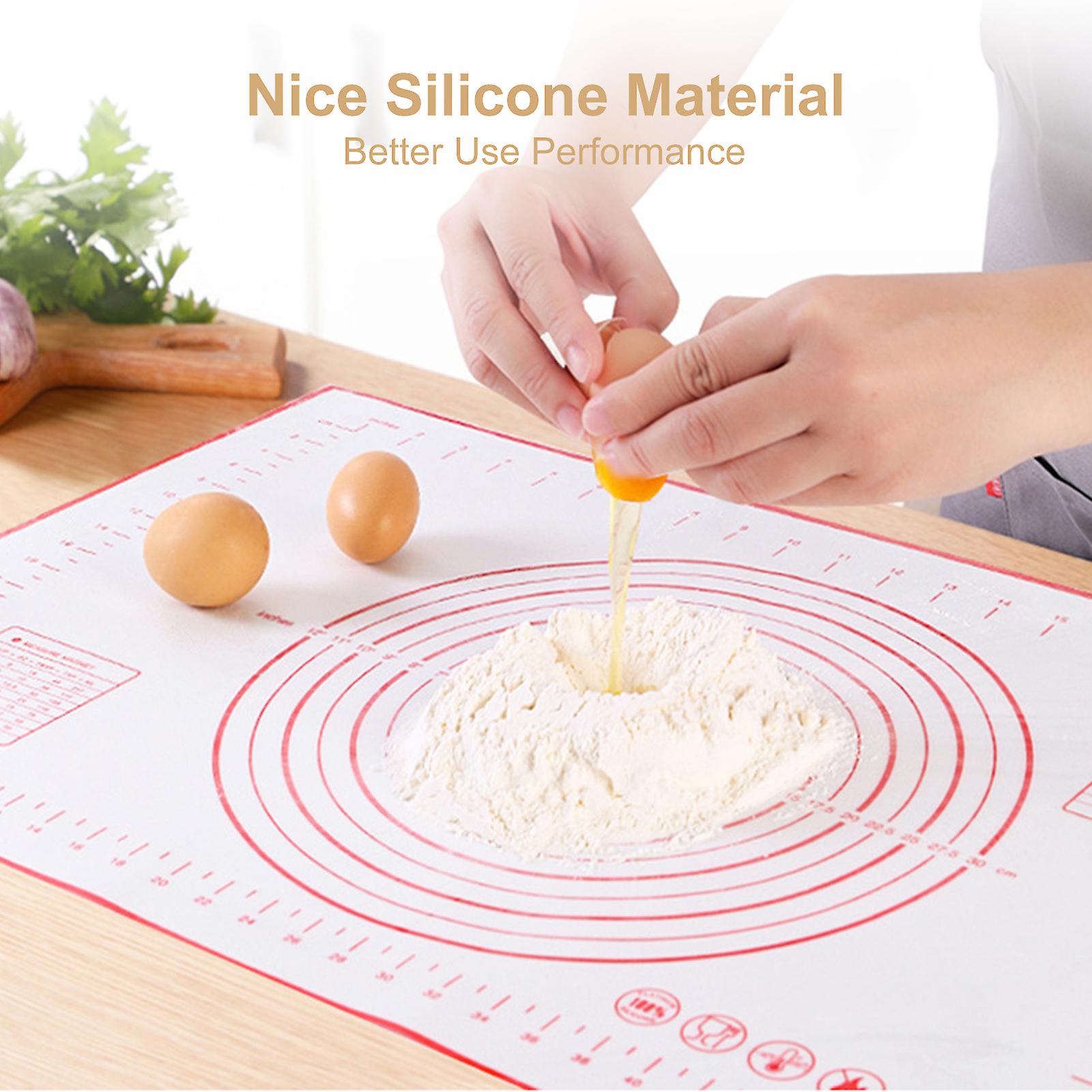 Red Type 2 Silicone Making Baking Mat Bbq Mat With Clear Scale Design Washable Rotatable For Home Kitchen Daily Use