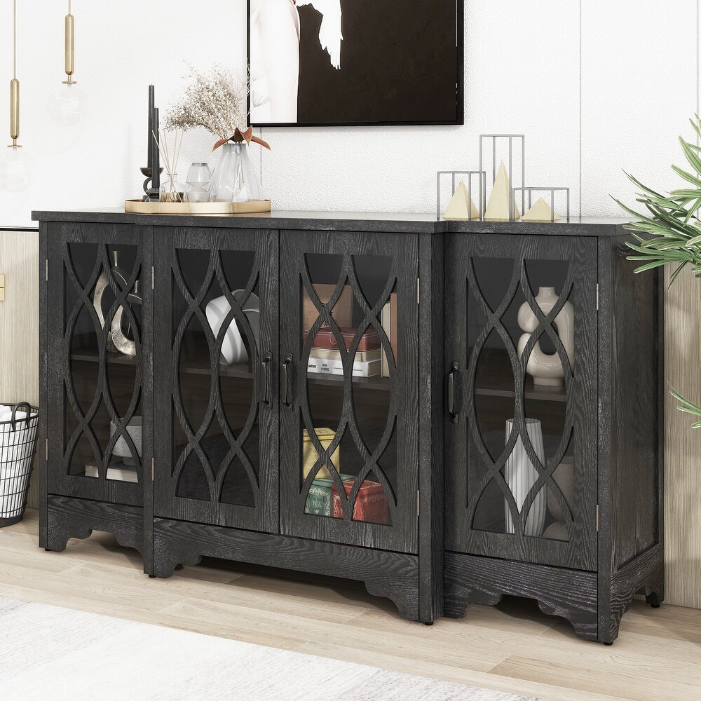 Storage Cabinet with 4 Glass Doors