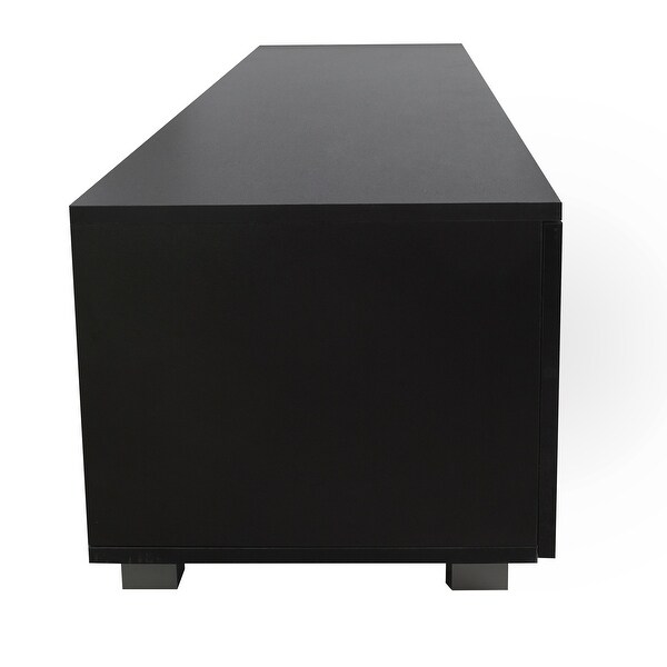 Black TV Stand Media Entertainment Center Console Table with 2 Storage Cabinet， Open Shelves for 70