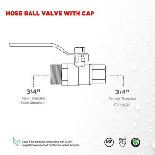 The Plumber's Choice 34 in. FIP x 34 in. Hose Premium Brass Full Port Hose Ball Valve with Chain and Cap 256VBHT