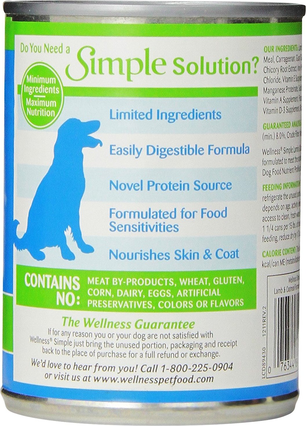 Wellness Simple Limited Ingredient Diet Lamb and Oatmeal Formula Wet Dog