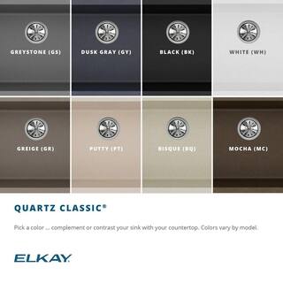 Elkay Quartz Classic White Quartz 33 in. Equal Double Bowl Undermount Kitchen Sink with Aqua Divide ELGDULB3322WH0