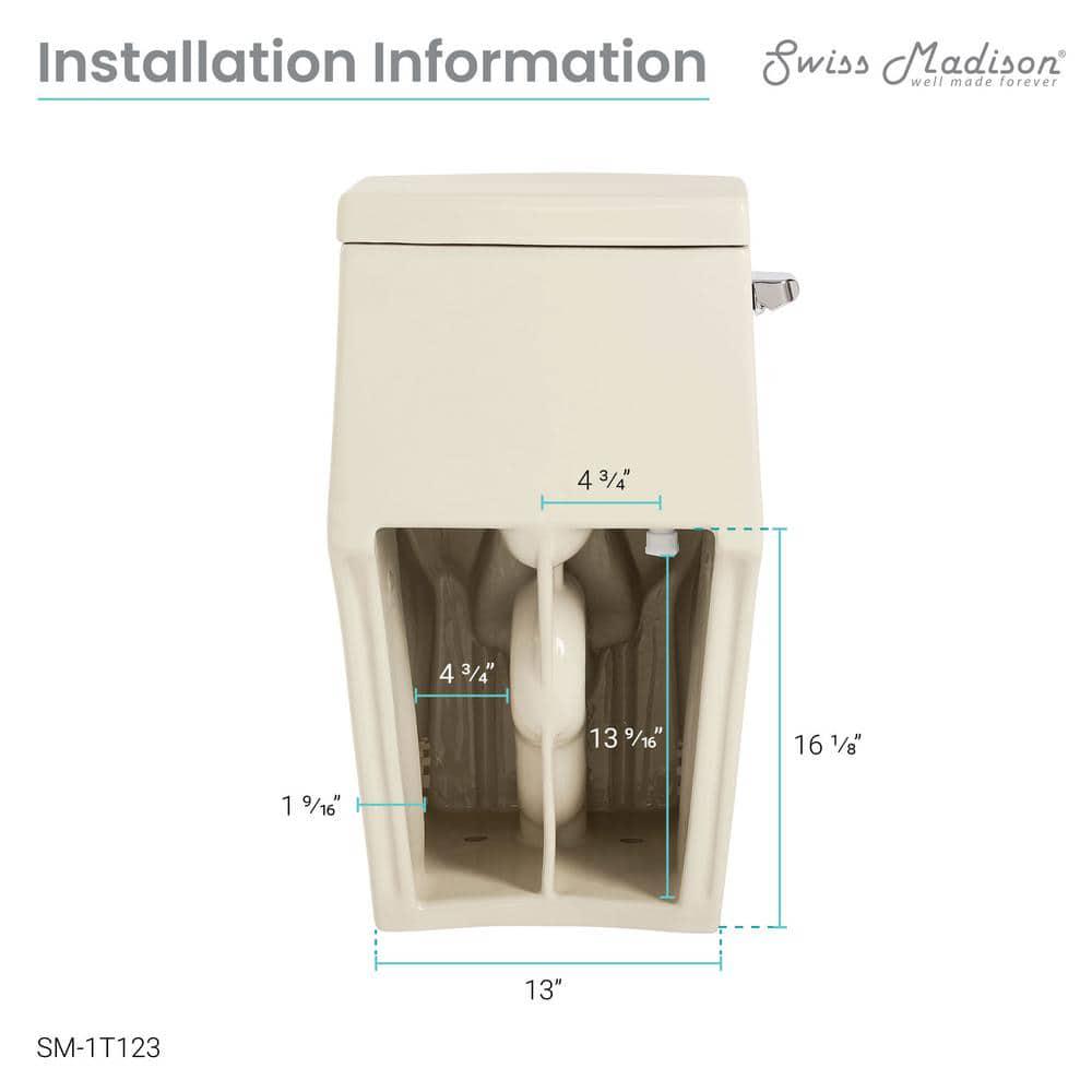 Swiss Madison Classe 1Piece 128 GPF Single Flush Elongated Toilet with Front Flush Handle in Bisque Seat Included