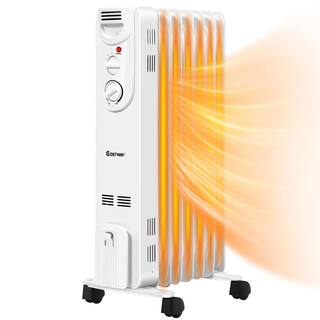 Costway 1500-Watt Electric Oil-Filled Radiator Space Heater 5-Fin Thermostat Room Radiant ES10047