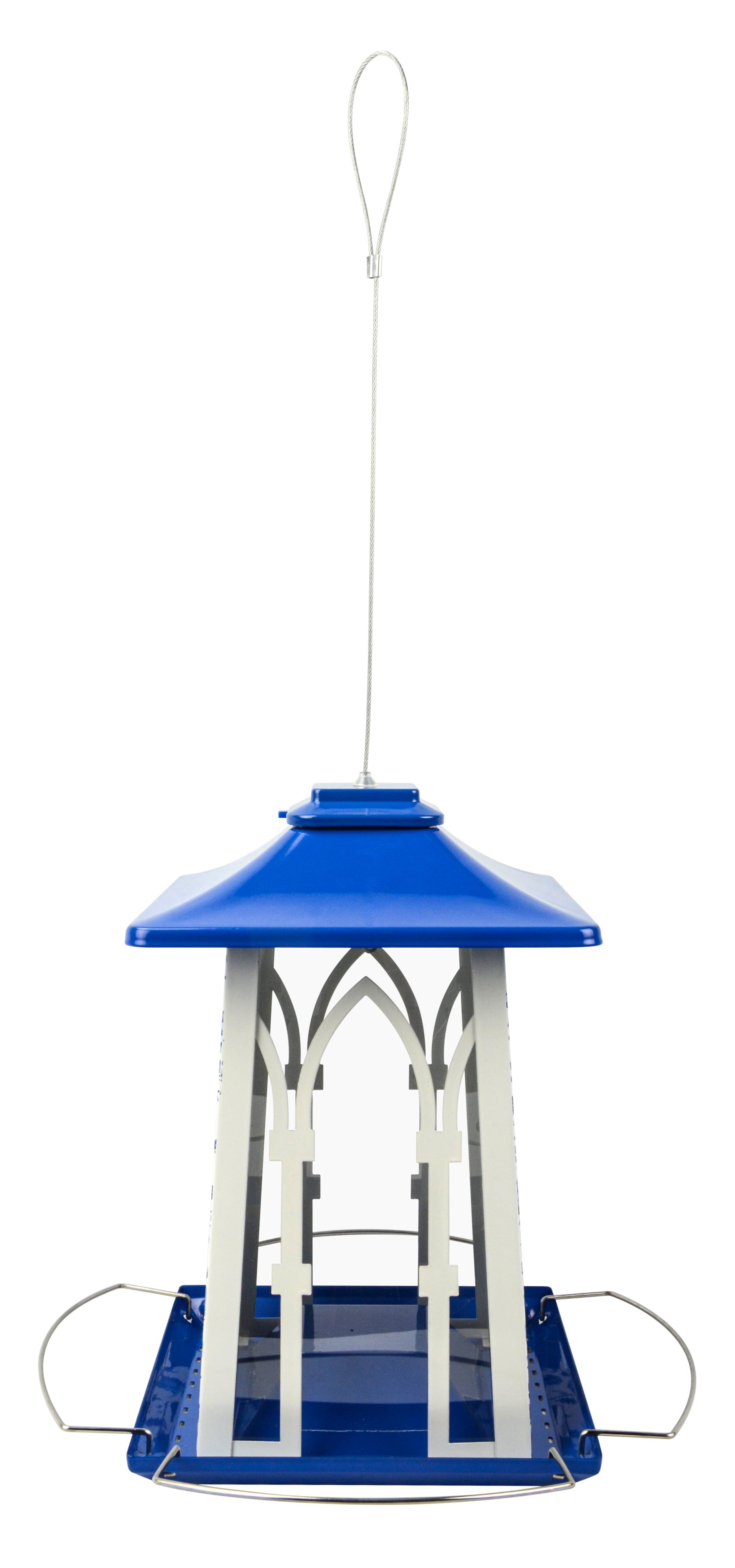 Wild Wings Paisley Arches Gazebo Bird Feeder， 3.3 Quart， Blue