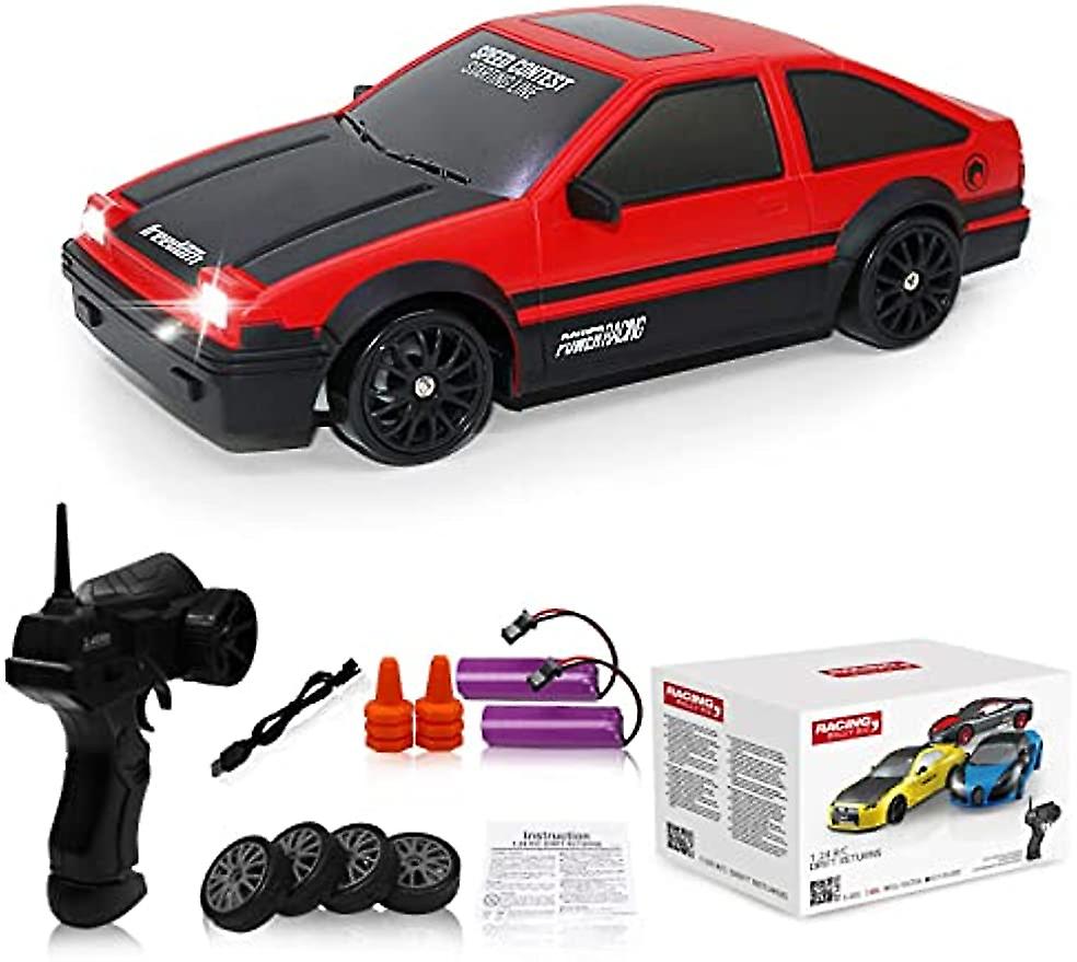 Remote Control Car Rc Drift Car 24ghz 1:24 Scale 4wd 15km/h High Speed Model Vehicle With Led Lights Drifting Tire Racing Sport Toy Car For Adults Boy