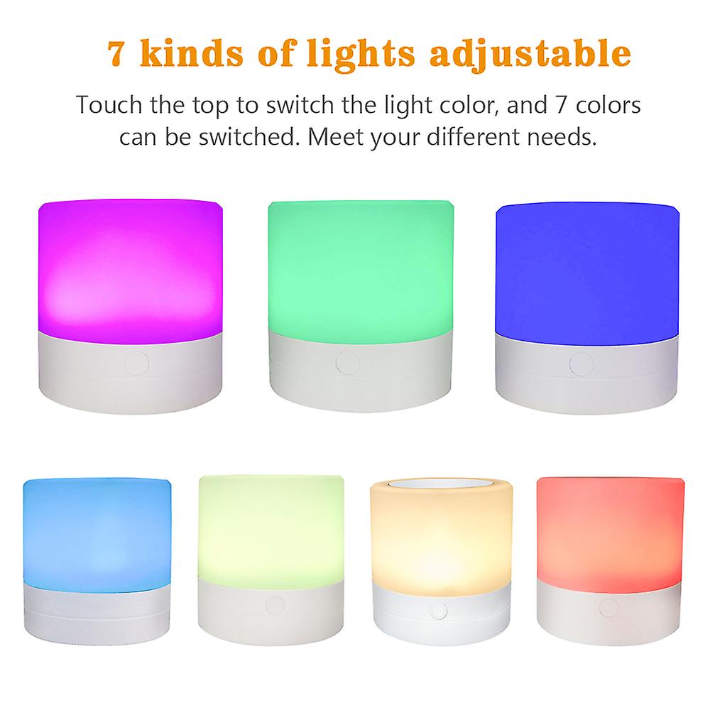 Night Light Led Lamp Colorful Lighting Touch Sensor Bedside Lamp For Bedroom， Living Room Rechargeable No.207930