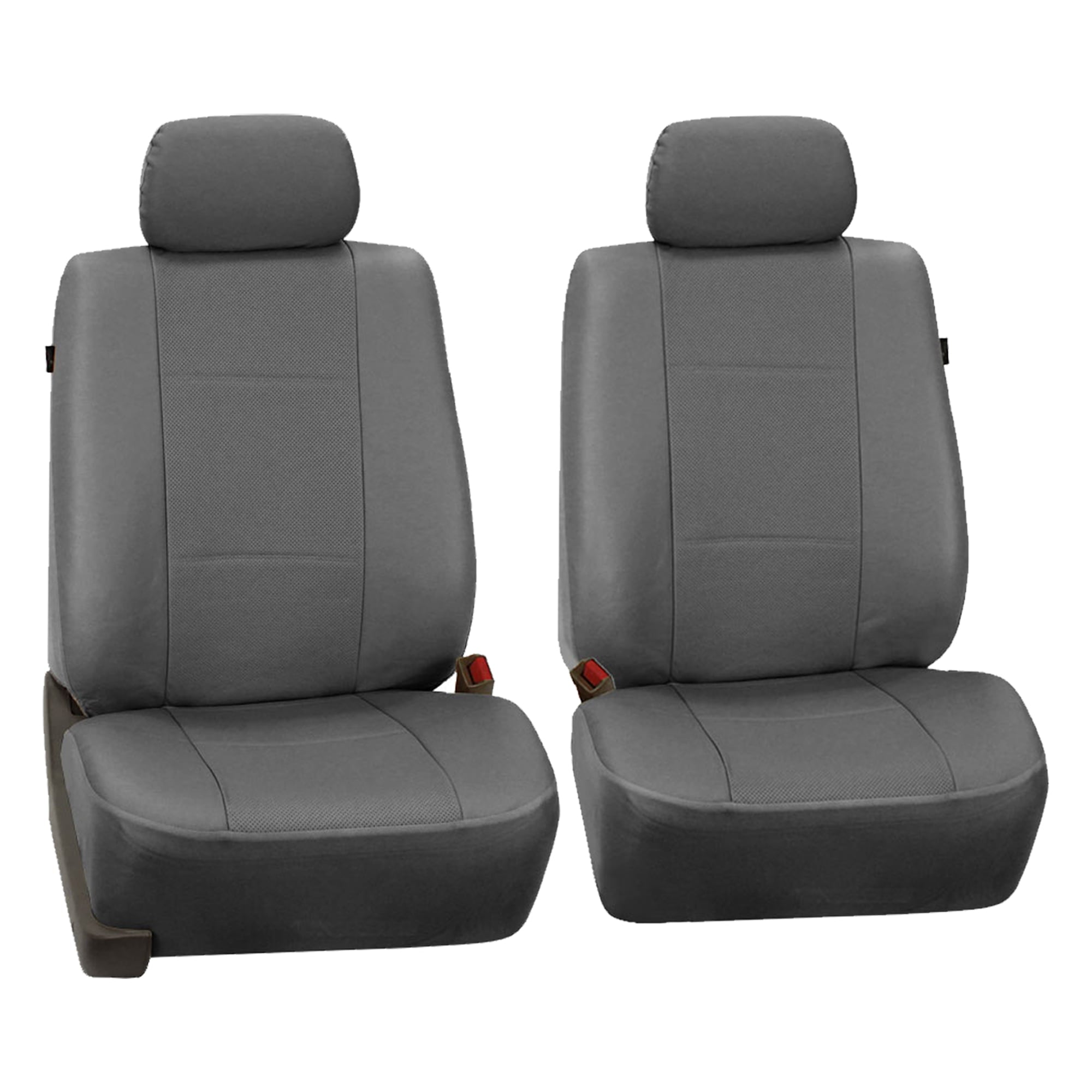 FH Group Gray Deluxe Faux Leather Airbag Compatible and Split Bench Car Seat Covers， 7 Seater 3 Row Full Set