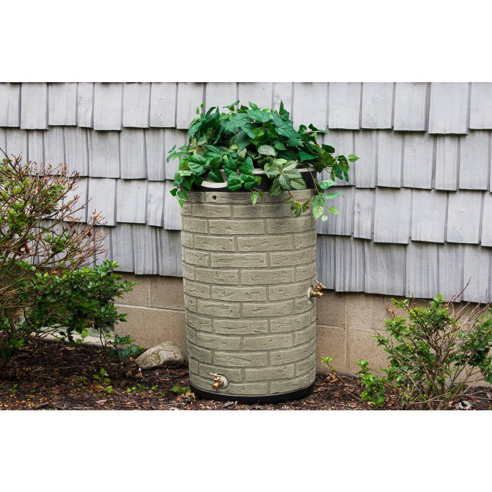 Good Ideas Impressions Downton 50 Gallon Darkened Ribs Sandstone Rain Barrel IMP-D50-DR-SAN