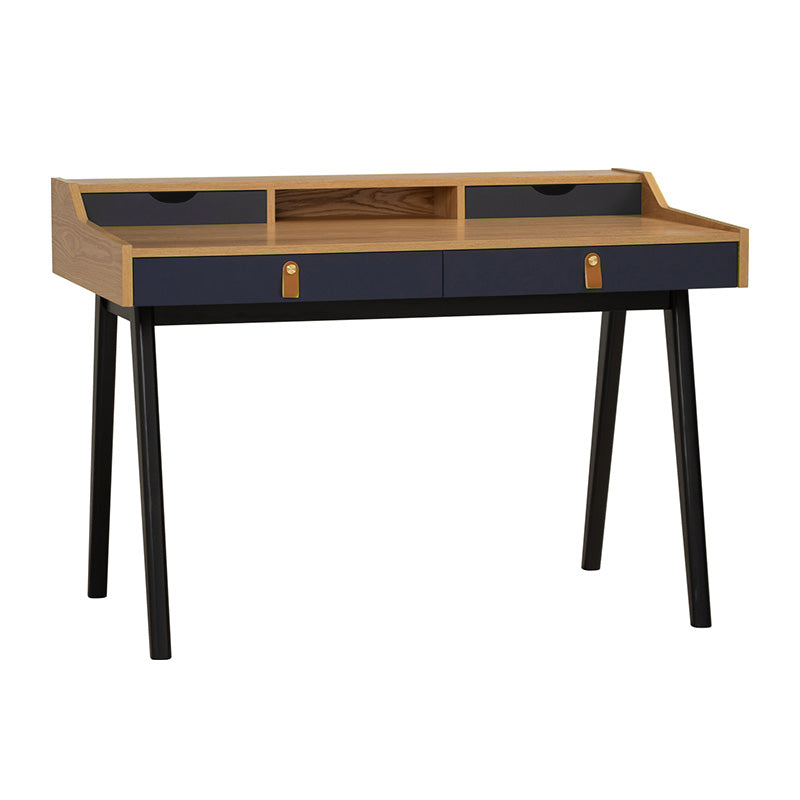 CASTOR Study Desk 110cm - Natural, Navy Blue & Black