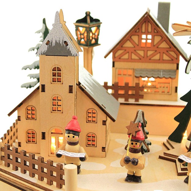 Christmas Led Windmill Village One Lit Village Figurine 11 5 Inches Christmas Church Carolers 134127 Wood Beige