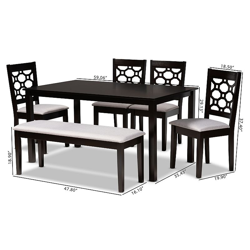 Baxton Studio Gabriel Dining Table and Chair 6-piece Set