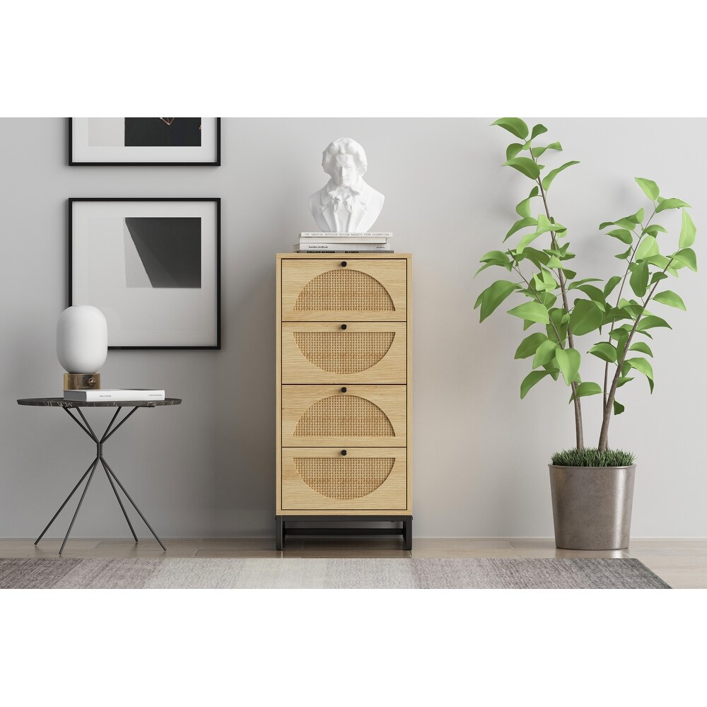 Natural Rattan Cabinet with 4 Drawers   18.9\