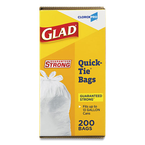 Clorox Glad Tall Kitchen Quick-Tie Bags | 13 gal， 0.66 mil， 23.75