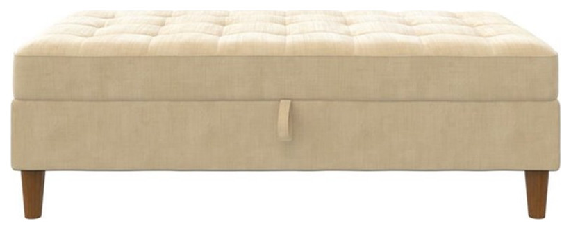 Pemberly Row Modern Storage Ottoman in Ivory Chenille Finish   Midcentury   Footstools And Ottomans   by Homesquare  Houzz