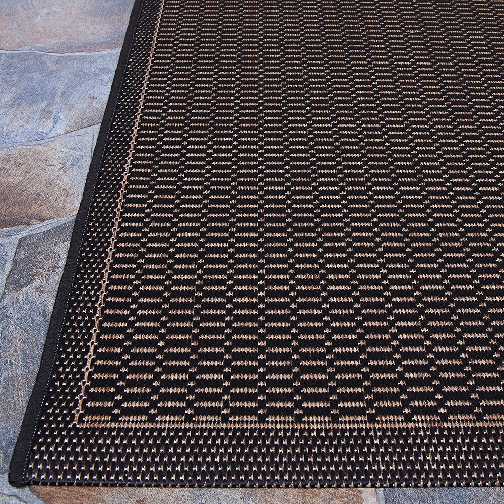 Dream Decor Rugs Pergola Basketweave Black Brown Outdoor Area Rug